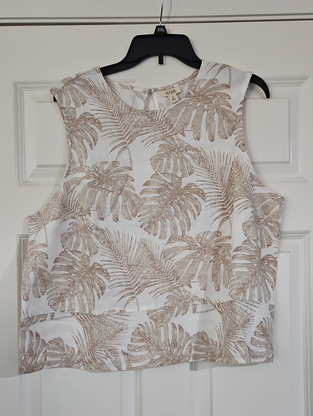 ana Beige Palm-Print Sleeveless Camisole